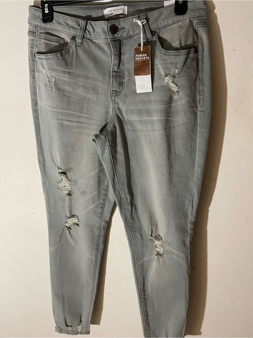 Lane Bryant Gray Distressed Skinny Jeans
